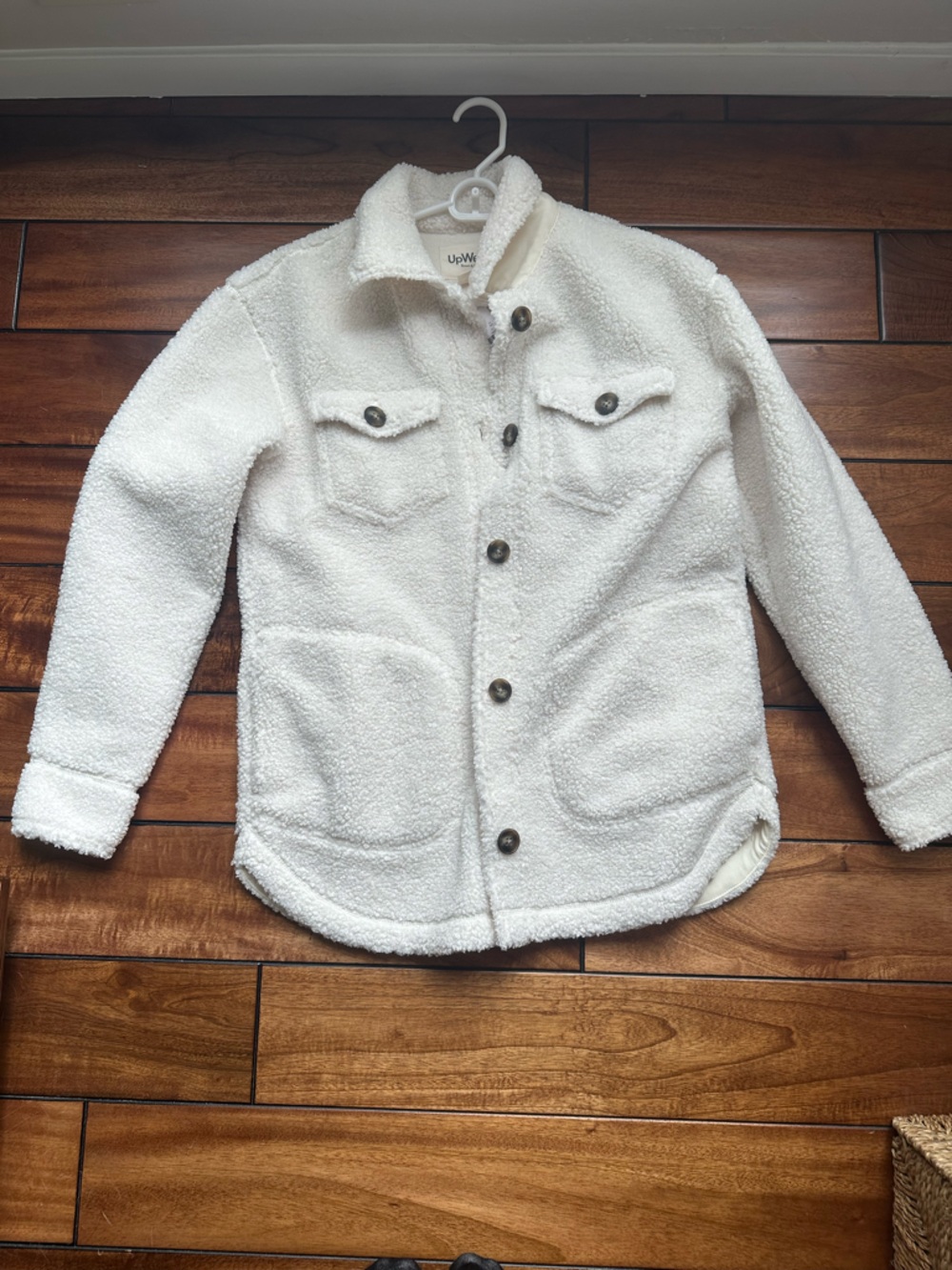 NWT UpWest Ivory Sherpa Button-Up Coat